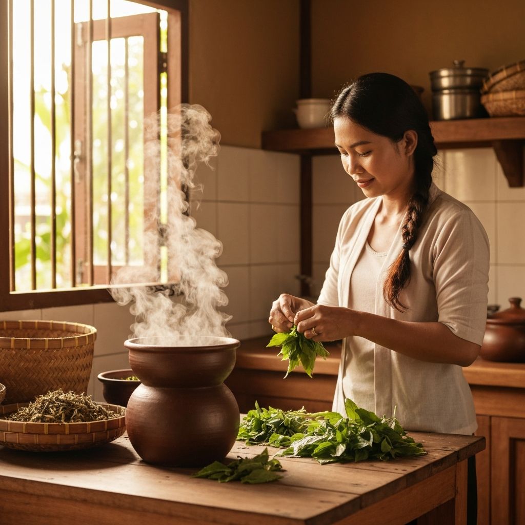 Traditional Indonesian kitchen scene